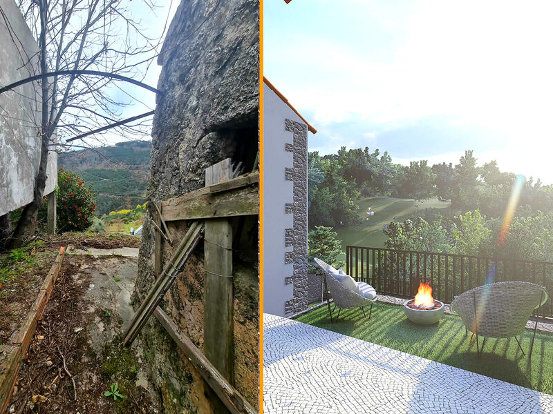 Casa V2 Rústica por recuperar Valezim Seia - jardim, garagem