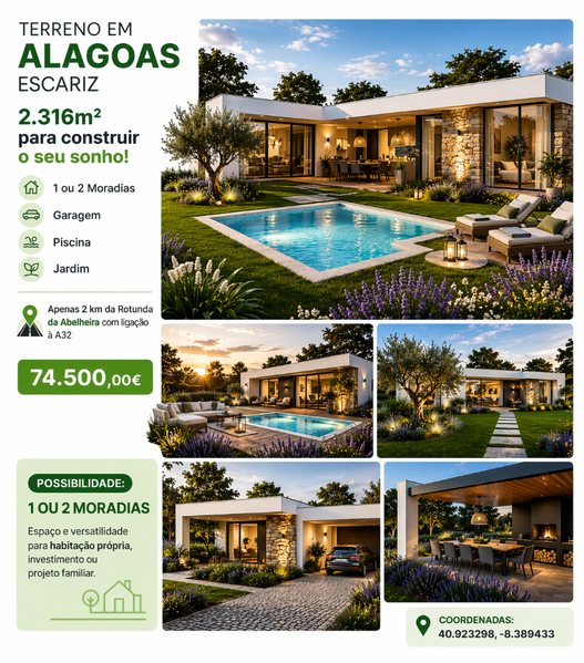 Terreno com 2316m2 Alagoas Escariz Arouca