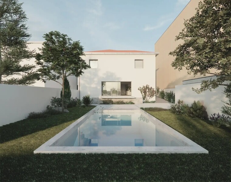 Moradia V3 em construção São João da Madeira - varanda, cozinha equipada, piscina, jardim, garagem