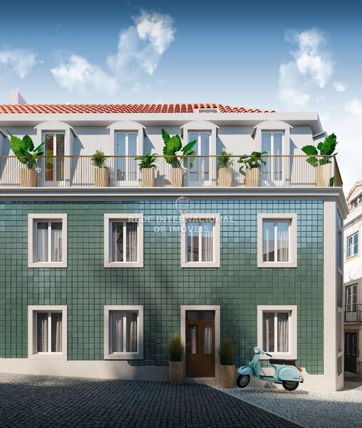 Апартаменты T2 в центре Santo António Lisboa - экипированная кухня, котел, терраса, двойные стекла, террасы