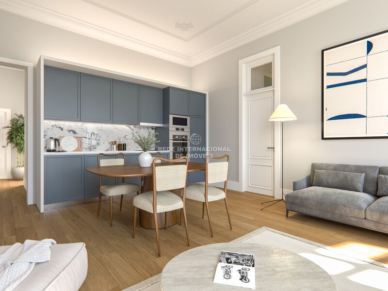 Apartment T2 nouvel Santos-o-Velho Lisboa - kitchen, thermal insulation, sound insulation, double glazing, air conditioning, swimming pool, balcony, fire alarm, garden, equipped