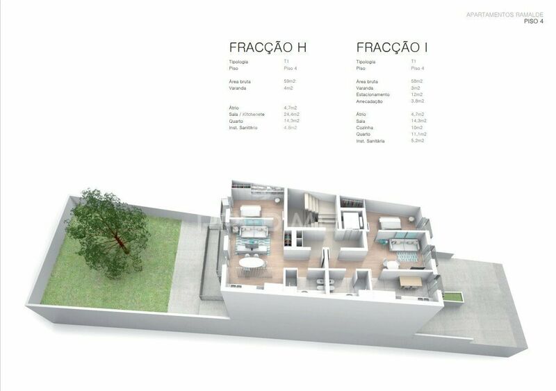 Apartment 1 bedrooms Ramalde Porto - balconies, terrace, balcony, great location, garden