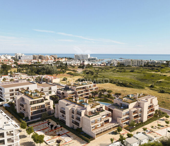 Apartment 2 bedrooms Modern Quarteira Loulé - balcony, double glazing, swimming pool, equipped, gardens, sauna, garage, alarm, balconies