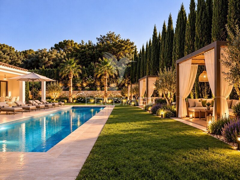 House 4 bedrooms Luxury in the center Quarteira Loulé - gardens, fireplace, acoustic insulation, heat insulation, underfloor heating, tennis court