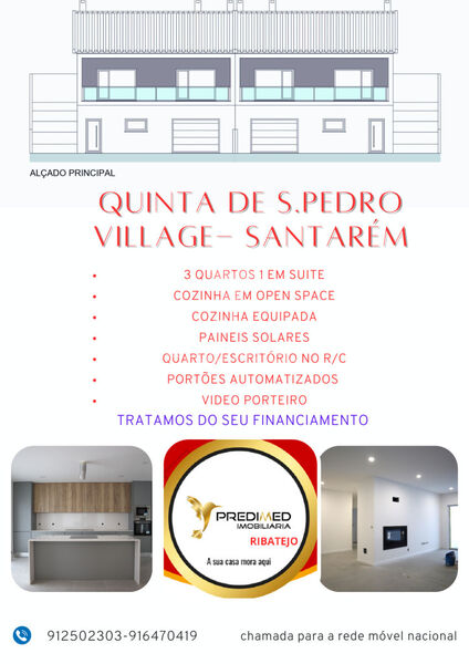 House V3 Semidetached São Salvador Santarém - garage, equipped kitchen, fireplace