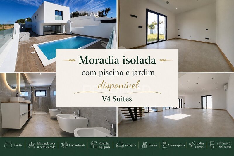 House 4 bedrooms Isolated Portimão - barbecue, automatic gate, air conditioning, swimming pool, balcony, garden, garage