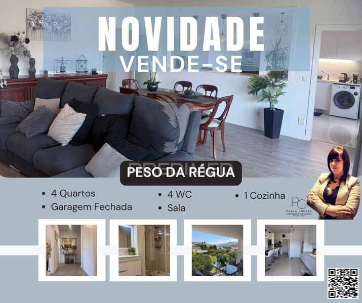 Apartamento Moderno T4 Peso da Régua - varandas, painéis solares, cozinha equipada, vista rio, garagem, ar condicionado, zonas verdes