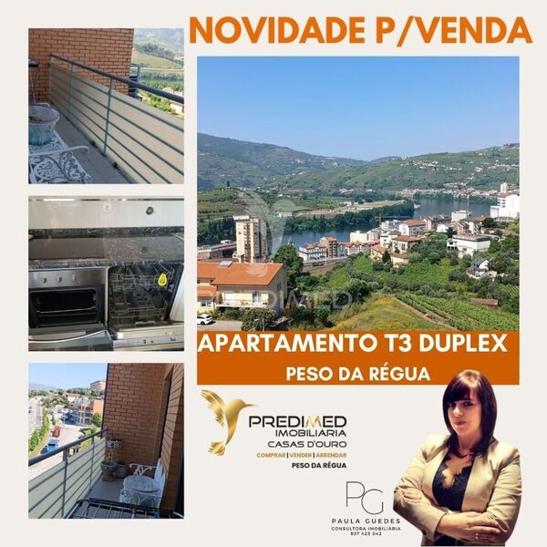 Apartamento Moderno em excelente estado T3 Peso da Régua - vista rio, ar condicionado, caldeira, garagem, zonas verdes, lareira, varandas, terraço, cozinha equipada
