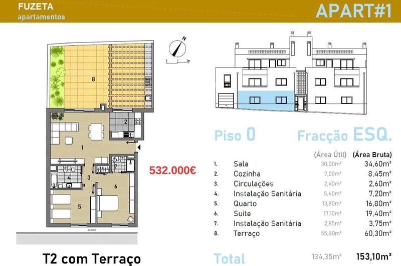 Apartment 2 bedrooms new Olhão - air conditioning