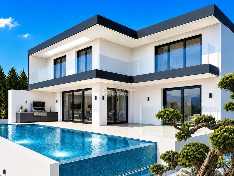 Casa Moderna em construção V4 Luz de Tavira - varandas, ar condicionado, terraços, jardim, piscina, painéis solares, vista mar, piso radiante