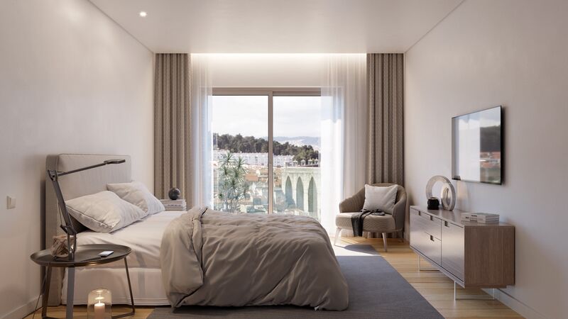 апартаменты T3 новые Campolide Lisboa - подсобное помещение, веранда, двойные стекла, парковка, система кондиционирования, гараж