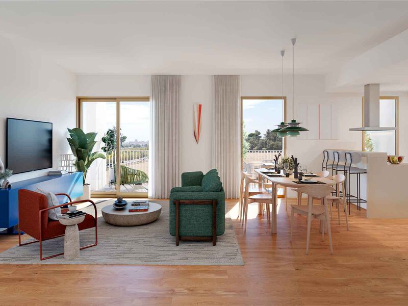 Apartment 3 bedrooms Modern Alta de Lisboa Lumiar - balcony, condominium, balconies, swimming pool, gardens, terrace, terraces