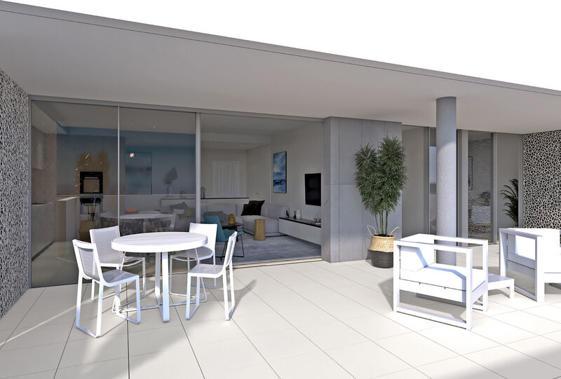 апартаменты T2 Duplex рядом с центром São Gonçalo de Lagos - терраса, двойные стекла, экипирован, гараж, солнечные панели, бассейн, термоизоляция, полы с подогревом, система кондиционирования, террасы, вид на море