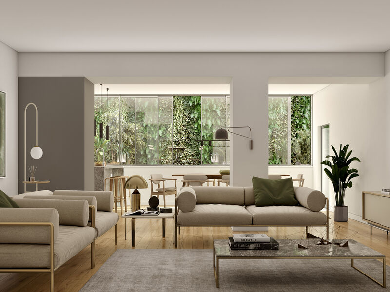 апартаменты T2 новые Estrela Lapa Lisboa - двойные стекла, зеленые зоны, бассейн, система кондиционирования, веранда