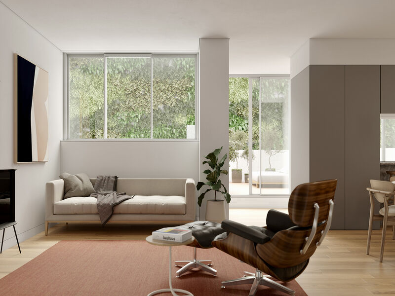 Apartamento T1 novo Estrela Lapa Lisboa - ar condicionado, vidros duplos, zonas verdes, piscina