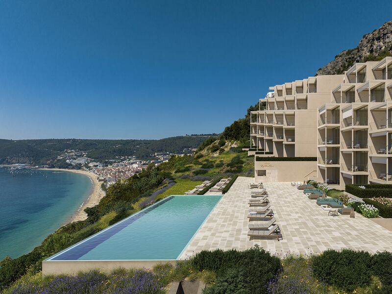 Apartment T0 sea view Sesimbra Castelo (Sesimbra) - balconies, sauna, condominium, balcony, sea view, swimming pool, terraces, terrace