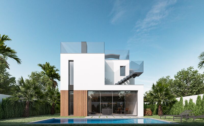 Moradia Moderna V3 Albufeira para comprar - piscina, terraço, ar condicionado, cozinha equipada, painéis solares, piso radiante