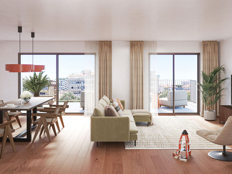 Apartment T3 Duplex in the center Alameda Antas Campanhã Porto - balcony, balconies, terrace, air conditioning, playground, swimming pool, store room, terraces, garage, parking space