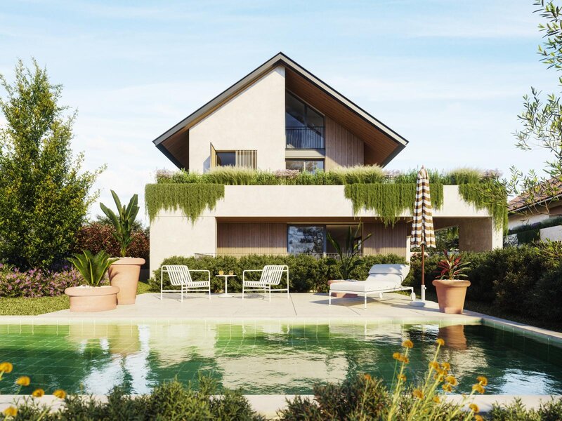 House 4 bedrooms Modern Estoril Cascais - balcony, garage, garden, gated community, swimming pool, terrace