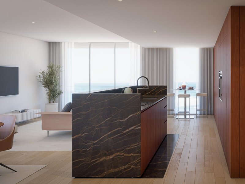 квартира T1 Zona Balnear Vila do Conde - звукоизоляция, балконы, кондиционер, сады, гараж, парковочное место