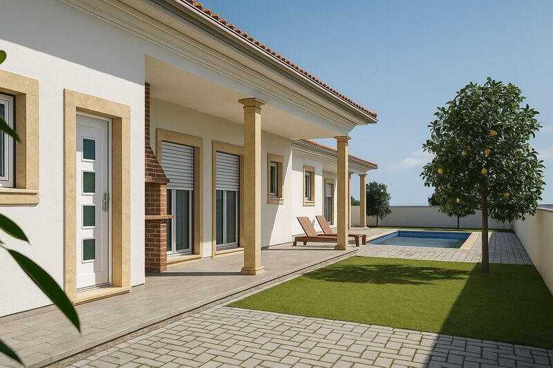 Casa V4 Térrea Alcobaça - jardim, bbq, piscina, vidros duplos, painéis solares, caldeira, garagem, terraço