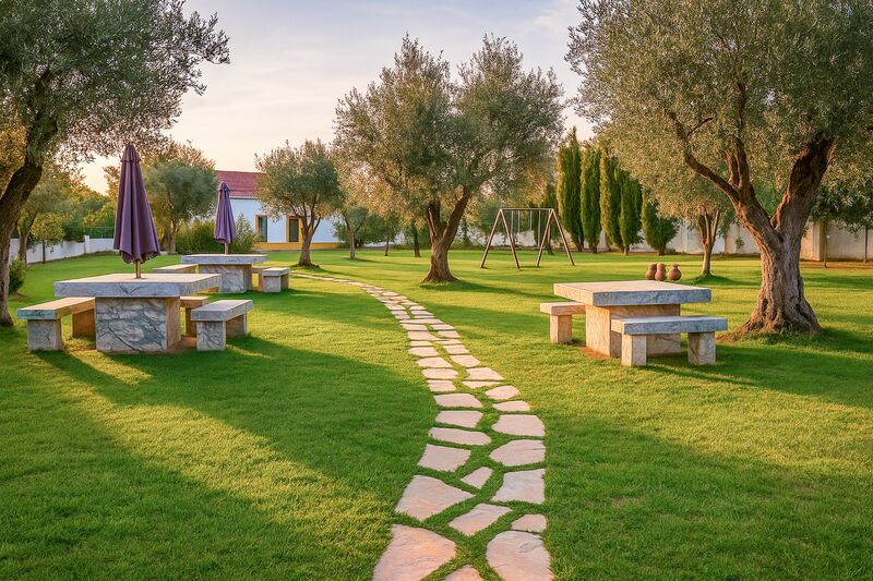 Homestead Évora Monte (Santa Maria) Estremoz - olive trees, air conditioning, water hole, automatic irrigation system, tennis court, solar panels, solar panels, swimming pool, equipped, cork oaks, water