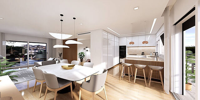 House Modern townhouse 3 bedrooms Alcabideche Cascais - swimming pool, air conditioning, garage, solar panels, garden, balconies, floating floor, equipped kitchen