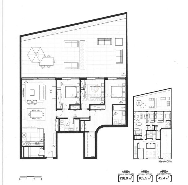 Apartment new in the center 3 bedrooms Matosinhos - central heating, terrace, double glazing, boiler, garage, parking space, solar panel