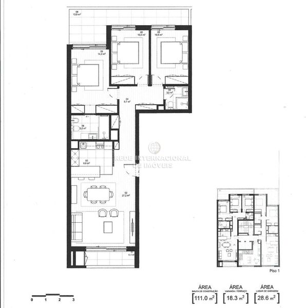 Apartamento novo no centro T3 Matosinhos - aquecimento central, terraço, painel solar, lugar de garagem, vidros duplos, caldeira