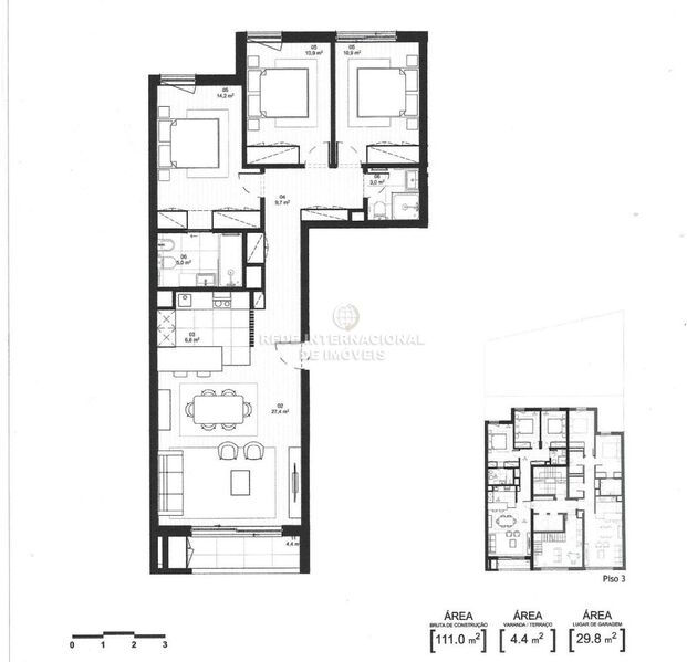 Apartment T3 neue in the center Matosinhos - garage, terrace, boiler, central heating, solar panel, double glazing, parking space