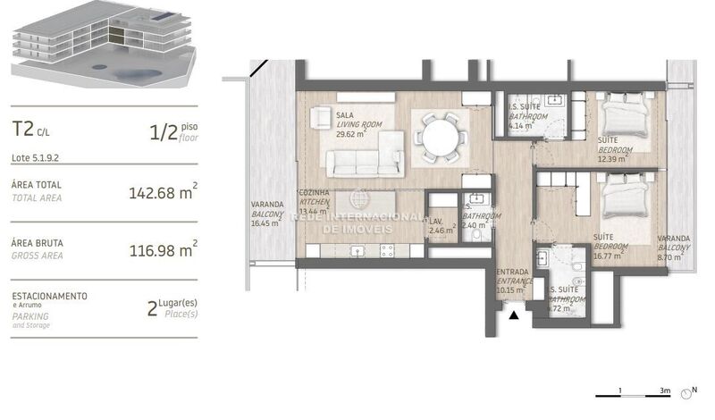 Apartamento T2 de luxo Quarteira Loulé - piscina, ténis, vista mar, jardim, varandas