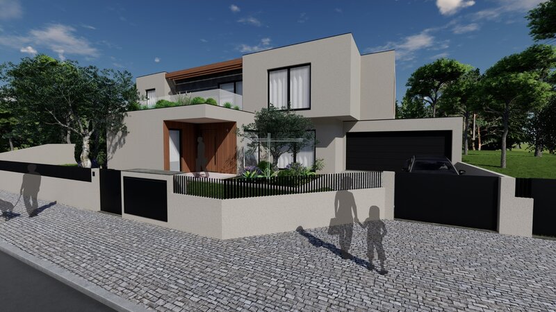 Moradia isolada T5, arquitetura contemporânea com garagem e piscina - Belverde