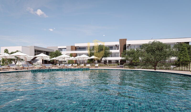Wohnung T2 Carvoeiro Lagoa (Algarve) - möbliert, wohnanlage, tennisplatz, ausgestattet, terrasse, swimmingpool, sauna, grünflächen, spielplatz, garten