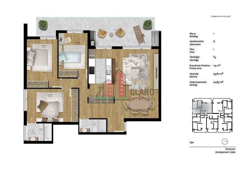 Apartment 3 bedrooms new Pombal - condominium, balcony, swimming pool, balconies