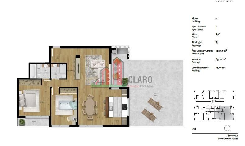 Apartamento novo T2 Pombal - condomínio privado, garagem, piscina, varandas