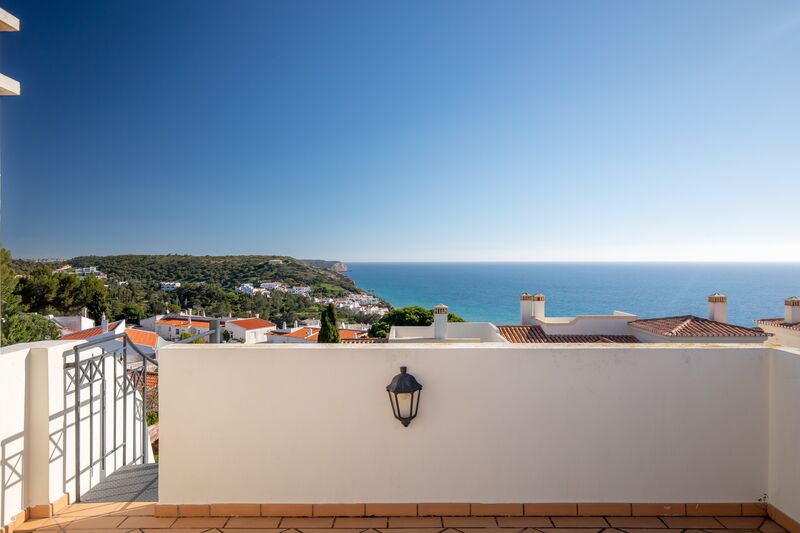 House Modern townhouse 2 bedrooms Salema Budens Vila do Bispo - private condominium, sea view, balcony, air conditioning, furnished, fireplace, playground, underfloor heating, swimming pool, terrace, equipped