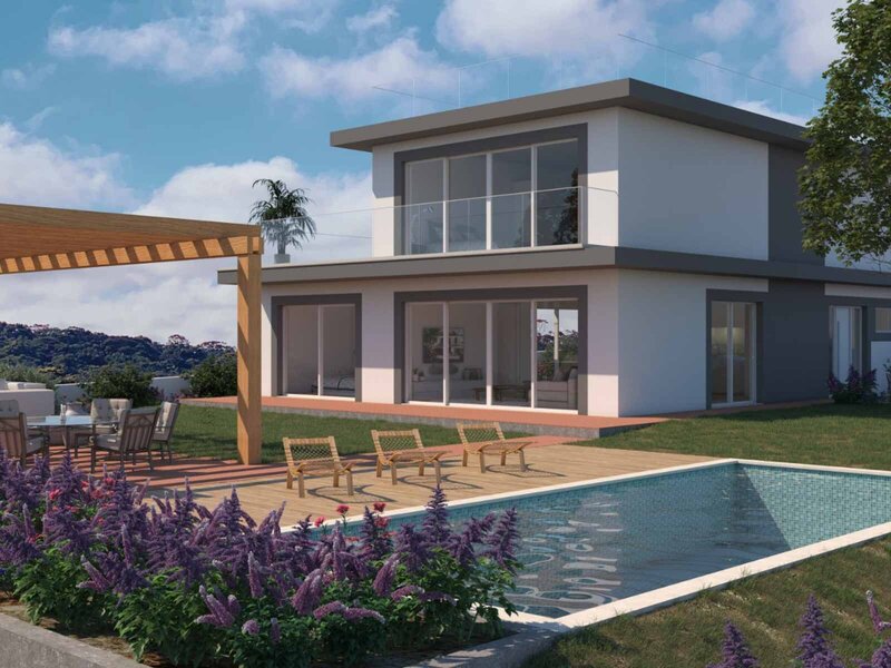 House 3 bedrooms Modern under construction Quinta do Paraíso Lagoa (Algarve) - garden, balconies, swimming pool, terraces, sea view
