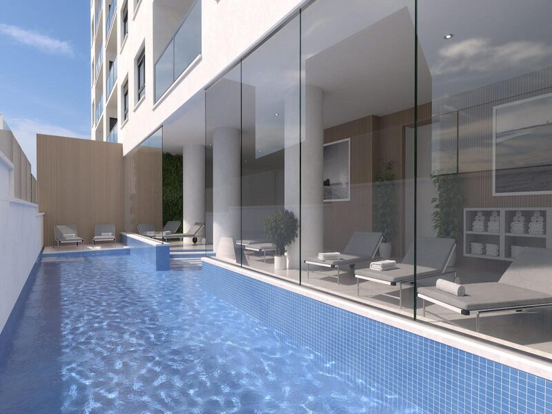 Apartment Modern T1 Praia da Rocha Portimão - air conditioning, floating floor, solar panel, underfloor heating, garage, balconies, equipped, gated community, parking space, balcony, swimming pool, turkish bath