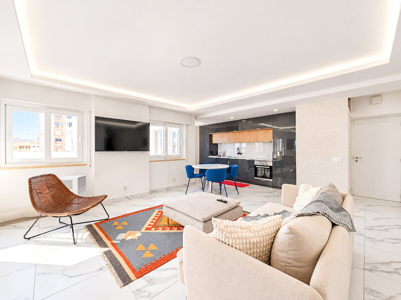 Apartamento T2 Reformado Portimão - cozinha equipada, vista rio, terraços