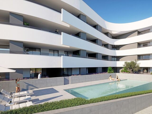 Apartment new under construction 2 bedrooms Lagos Santa Maria - balconies, solar panels, balcony, swimming pool, air conditioning