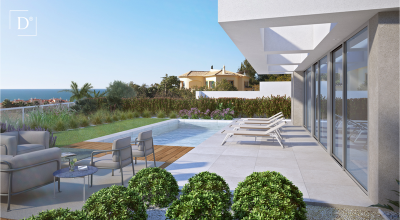 House Luxury 3 bedrooms Luz Lagos - terrace, garage, sea view, swimming pool, equipped kitchen, garden, alarm, air conditioning