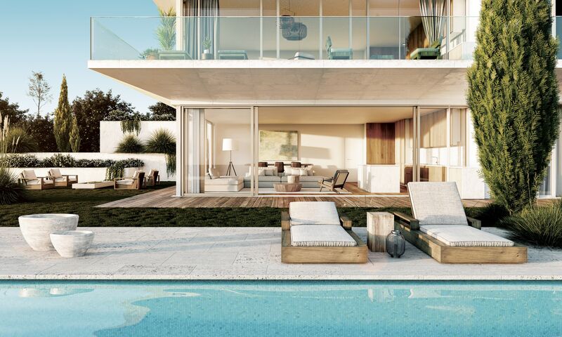 апартаменты T1 в процессе строительства Carvoeiro Lagoa (Algarve) - терраса, бассейн, террасы