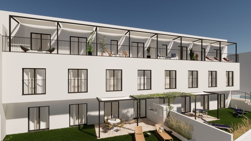 апартаменты T3 новые в процессе строительства Tavira - гаражное место, полы с подогревом, гараж, экипирован, сады, бассейн, экипированная кухня, солнечные панели, сауна, подсобное помещение, терраса