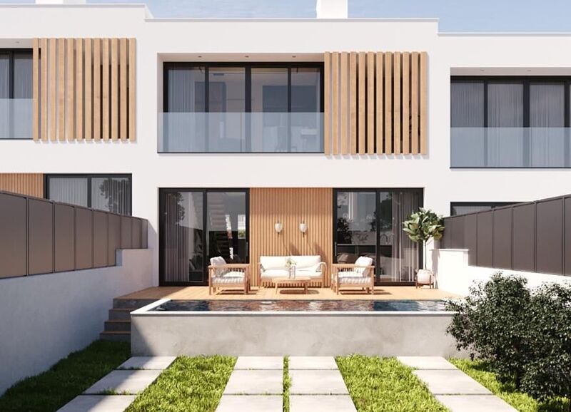 House nouvelle townhouse V4 Corgos Ferragudo Lagoa (Algarve) - swimming pool, balcony, automatic gate, air conditioning, garden, balconies, backyard, heat insulation