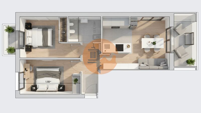 Apartamento T2 Monte Gordo Vila Real de Santo António - painel solar, isolamento térmico