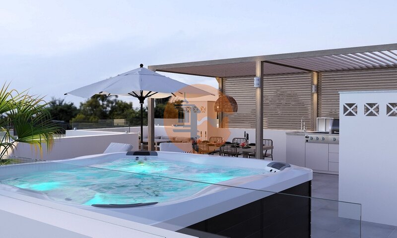 апартаменты T2+2 элитная Armação de Pêra Silves - терраса, сады, двойные стекла, термоизоляция, экипирован, барбекю, сад, система кондиционирования, гараж