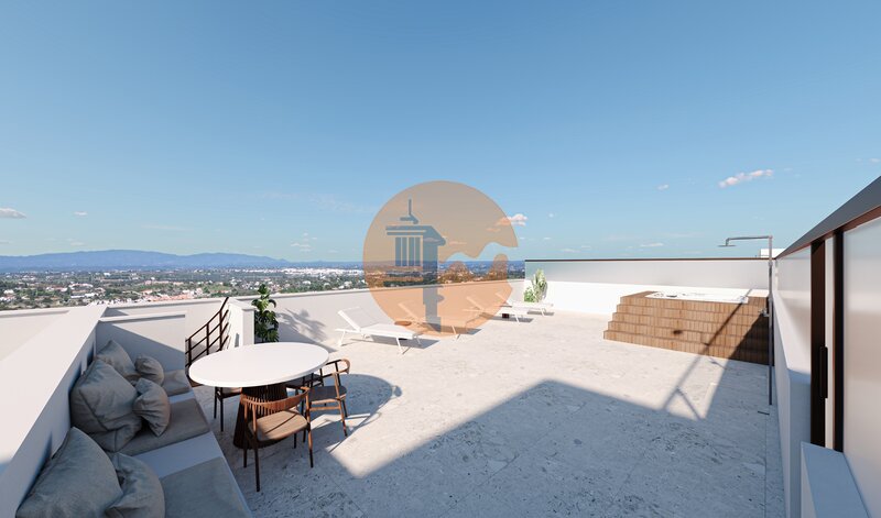 Apartment 2 bedrooms Carvoeiro Lagoa (Algarve) - garden, tennis court, sauna, condominium, furnished, green areas, playground, terrace, swimming pool, equipped