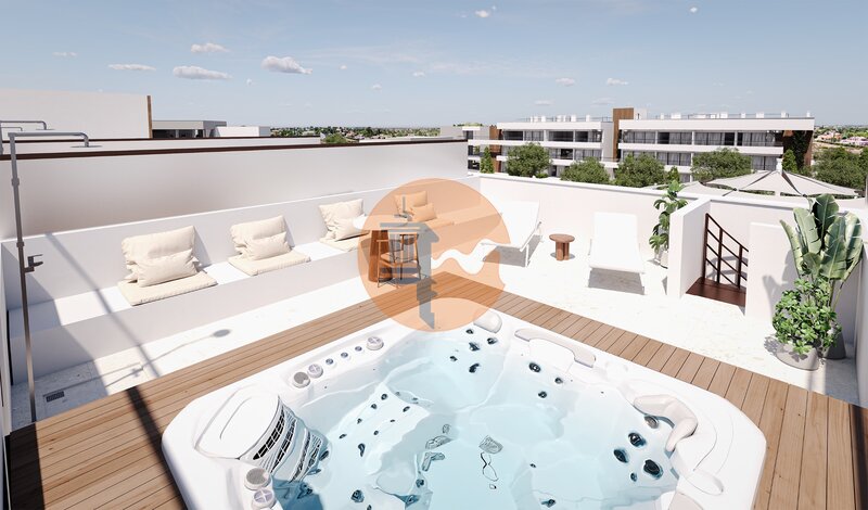 Apartment 2 bedrooms Carvoeiro Lagoa (Algarve) - furnished, swimming pool, condominium, garden, equipped, tennis court, terrace, playground, sauna, green areas