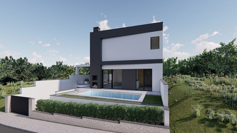 Moradia V3+1 nova Mexilhoeira Grande Portimão - jardim, vidros duplos, aquecimento central, ar condicionado, piscina, varandas, garagem, alarme