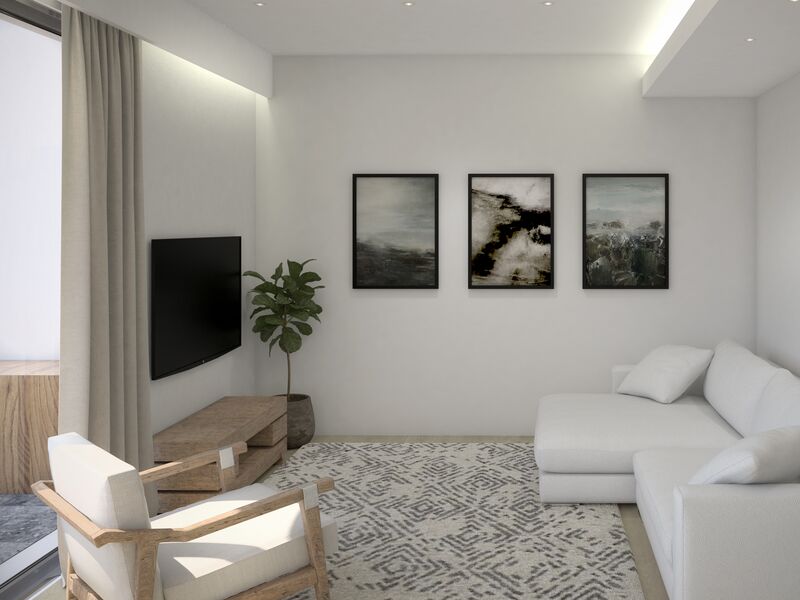 Apartamento T2 Burgau Luz Lagos - ar condicionado, painel solar, piso radiante, varanda, arrecadação, r/c, jardim, cozinha equipada, piscina, terraço